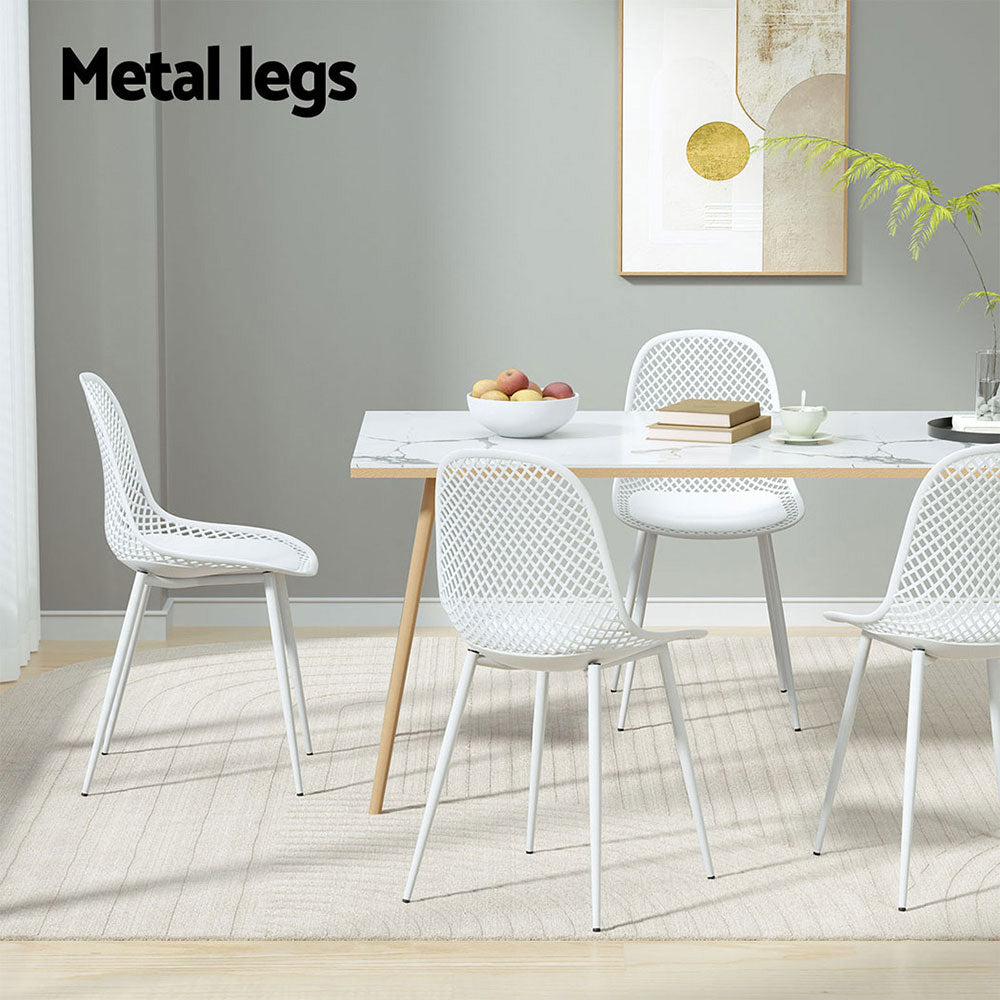 Gardeon 4PC Outdoor Dining Chairs PP Lounge Chair Patio Garden Furniture White-Furniture > Bar Stools &amp; Chairs-PEROZ Accessories