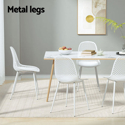 Gardeon 4PC Outdoor Dining Chairs PP Lounge Chair Patio Garden Furniture White-Furniture > Bar Stools &amp; Chairs-PEROZ Accessories
