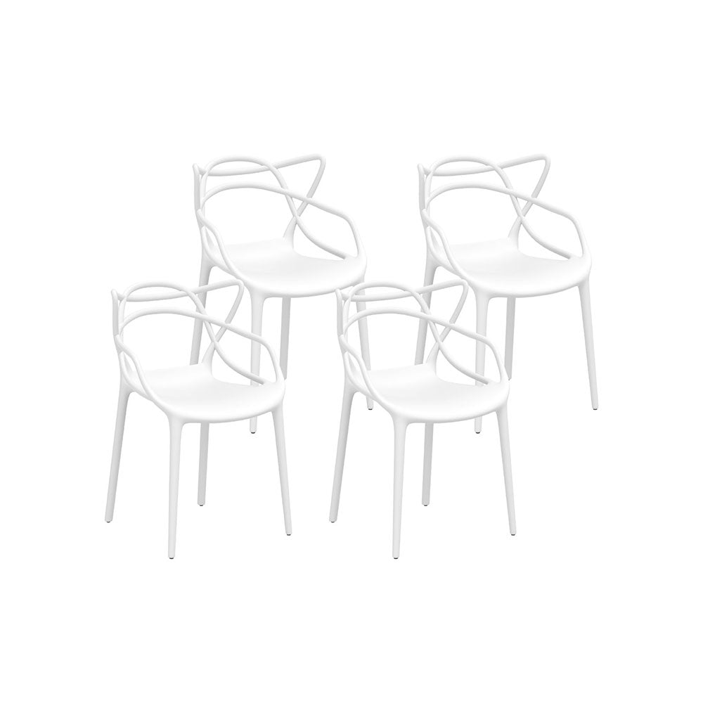 Gardeon 4PC Outdoor Dining Chairs PP Portable Stackable Chair Patio Furniture White-Furniture &gt; Outdoor &gt; Outdoor Chairs-PEROZ Accessories