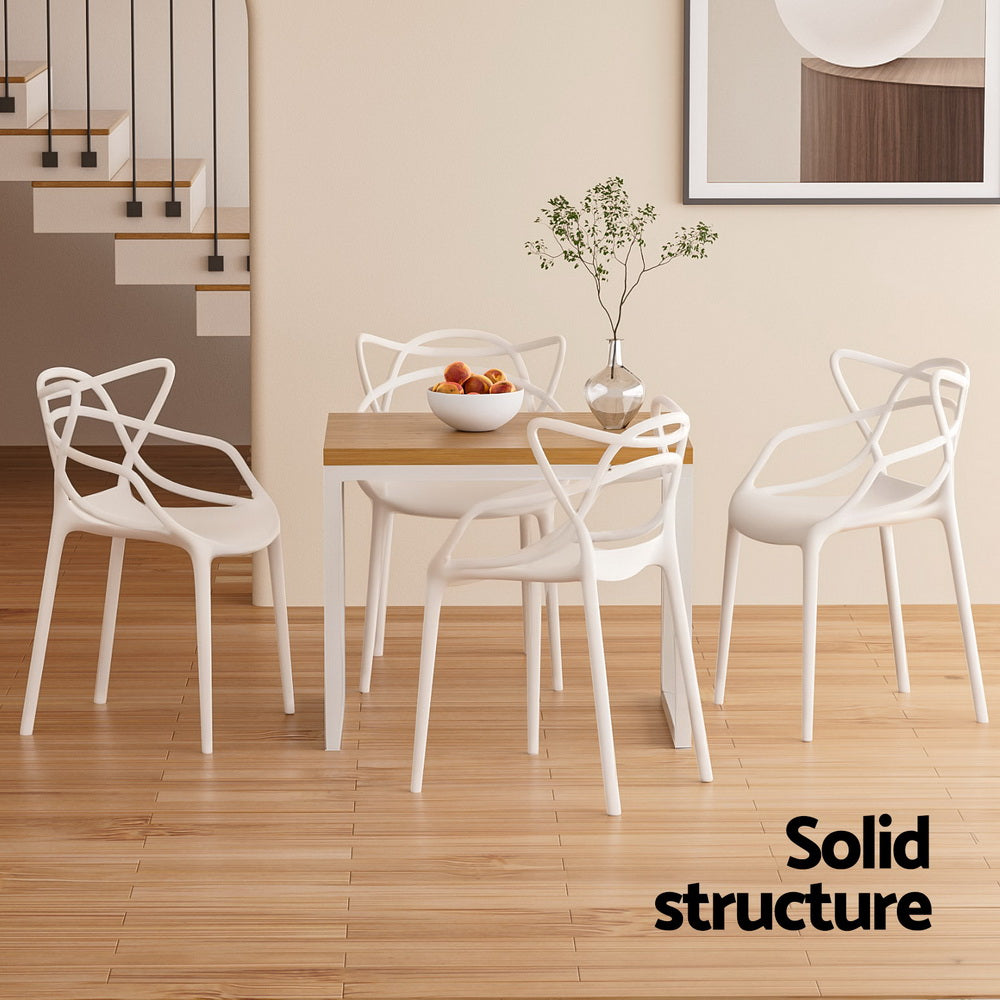 Gardeon 4PC Outdoor Dining Chairs PP Portable Stackable Chair Patio Furniture White-Furniture &gt; Outdoor &gt; Outdoor Chairs-PEROZ Accessories