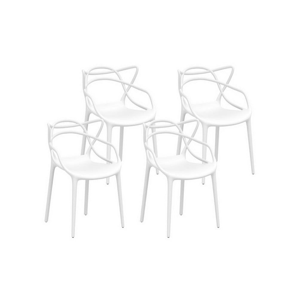 Gardeon 4PC Outdoor Dining Chairs PP Portable Stackable Chair Patio Furniture White-Furniture > Outdoor > Outdoor Chairs-PEROZ Accessories