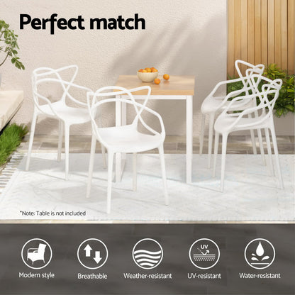 Gardeon 4PC Outdoor Dining Chairs PP Portable Stackable Chair Patio Furniture White-Furniture > Outdoor > Outdoor Chairs-PEROZ Accessories