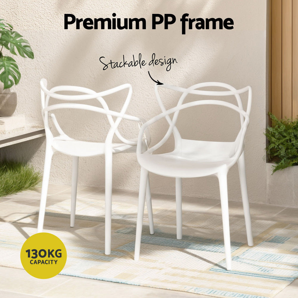 Gardeon 4PC Outdoor Dining Chairs PP Portable Stackable Chair Patio Furniture White-Furniture > Outdoor > Outdoor Chairs-PEROZ Accessories