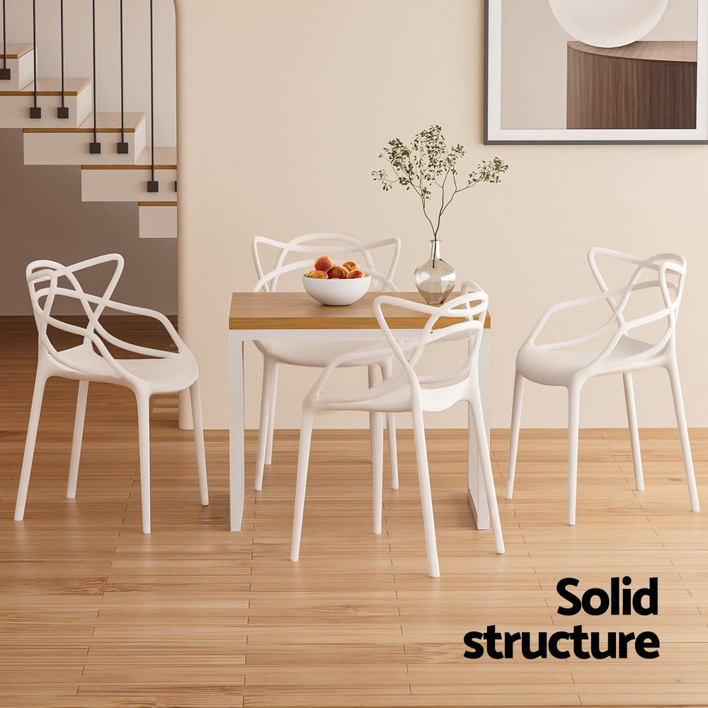 Gardeon 4PC Outdoor Dining Chairs PP Portable Stackable Chair Patio Furniture White-Furniture > Outdoor > Outdoor Chairs-PEROZ Accessories