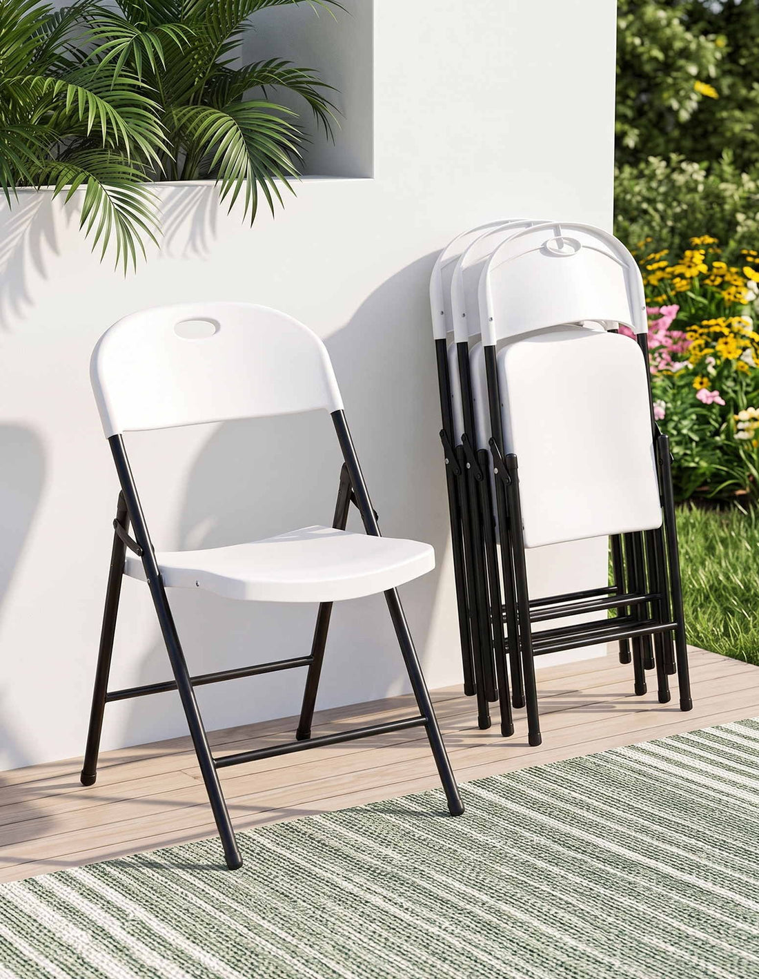 Gardeon 4PC Outdoor Dining Chairs PP Folding Chair Patio Garden Furniture White-Furniture > Dining > Kitchen &amp; Dining Chairs-PEROZ Accessories