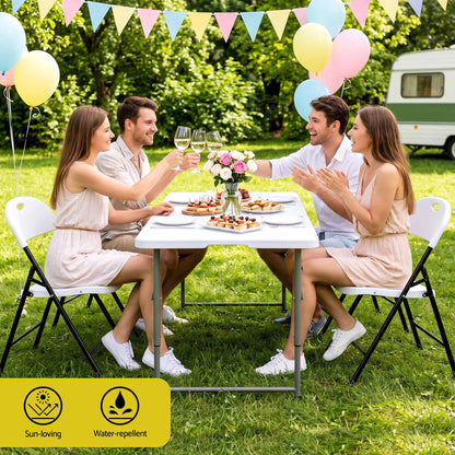 Gardeon 4PC Outdoor Dining Chairs PP Folding Chair Patio Garden Furniture White