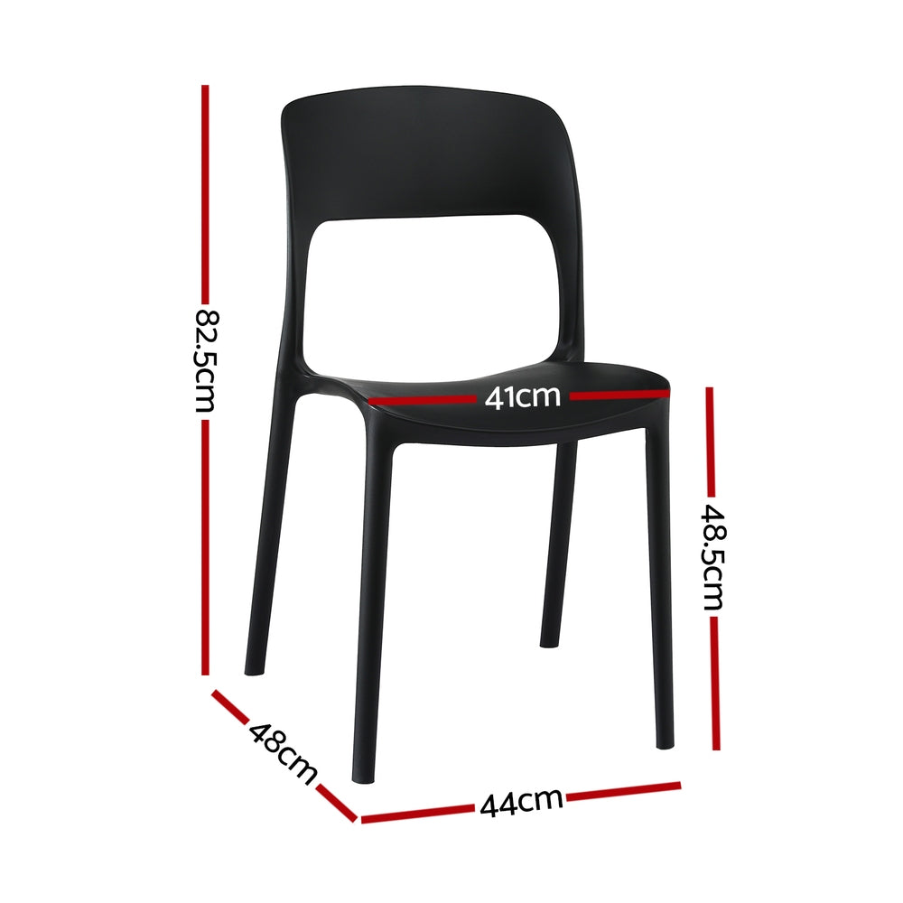 Gardeon 4PC Outdoor Dining Chairs Stackable PP Patio Chair Garden Furniture Black-Furniture &gt; Outdoor &gt; Outdoor Chairs-PEROZ Accessories