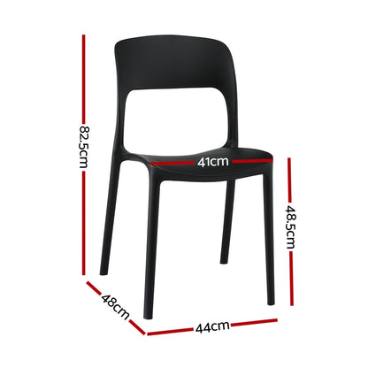 Gardeon 4PC Outdoor Dining Chairs Stackable PP Patio Chair Garden Furniture Black-Furniture &gt; Outdoor &gt; Outdoor Chairs-PEROZ Accessories