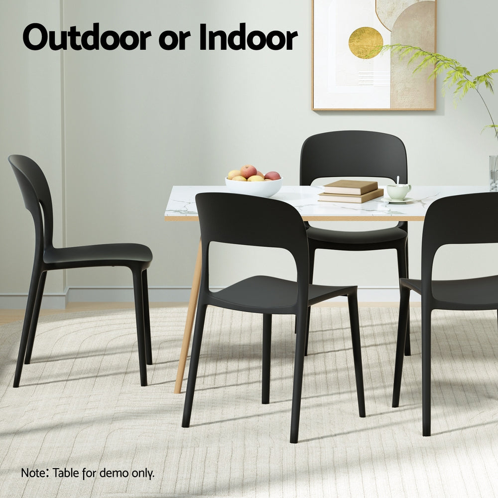 Gardeon 4PC Outdoor Dining Chairs Stackable PP Patio Chair Garden Furniture Black-Furniture &gt; Outdoor &gt; Outdoor Chairs-PEROZ Accessories