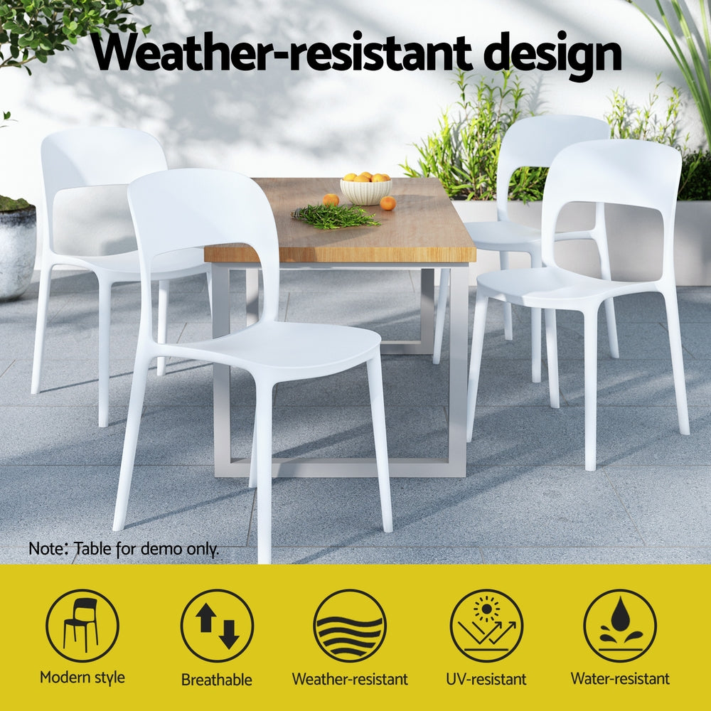 Gardeon 4PC Outdoor Dining Chairs Stackable PP Patio Chair Garden Furniture White-Furniture &gt; Outdoor &gt; Outdoor Chairs-PEROZ Accessories