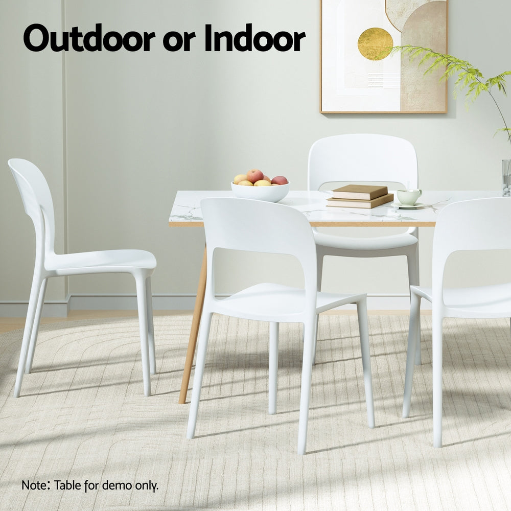 Gardeon 4PC Outdoor Dining Chairs Stackable PP Patio Chair Garden Furniture White-Furniture &gt; Outdoor &gt; Outdoor Chairs-PEROZ Accessories