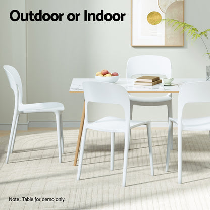 Gardeon 4PC Outdoor Dining Chairs Stackable PP Patio Chair Garden Furniture White-Furniture &gt; Outdoor &gt; Outdoor Chairs-PEROZ Accessories