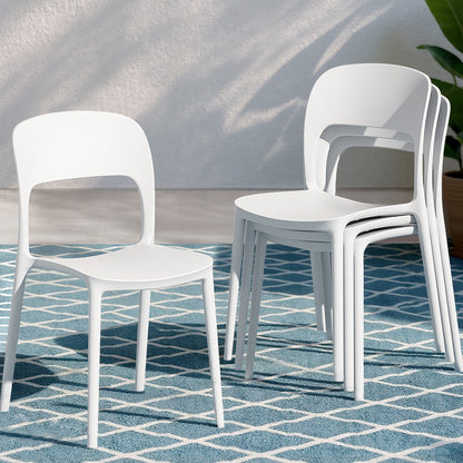 Gardeon 4PC Outdoor Dining Chairs Stackable PP Patio Chair Garden Furniture White-Furniture &gt; Outdoor &gt; Outdoor Chairs-PEROZ Accessories