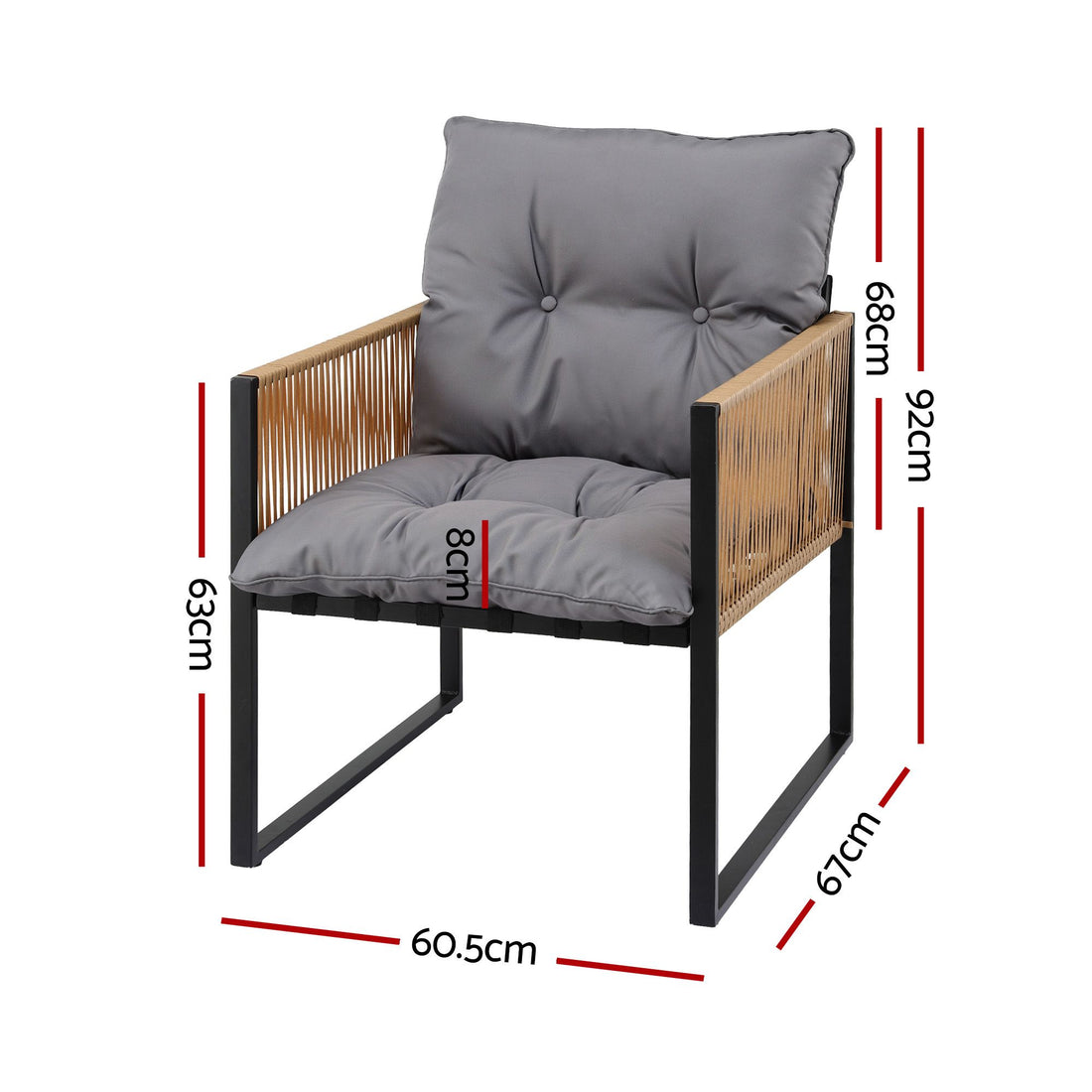 Gardeon 2PC Outdoor Dining Chair Wicker Patio Armchair Cushion Garden Furniture-Furniture > Dining > Kitchen &amp; Dining Chairs-PEROZ Accessories