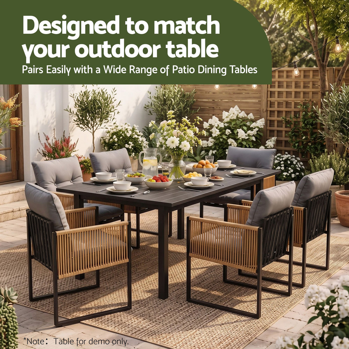 Gardeon 2PC Outdoor Dining Chair Wicker Patio Armchair Cushion Garden Furniture