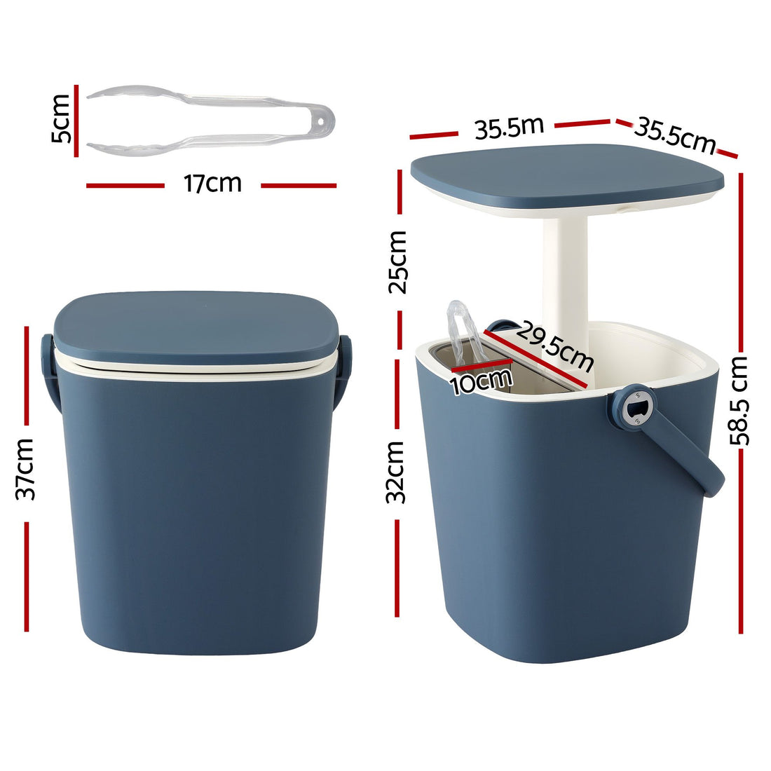 Gardeon 2-in-1 Outdoor Bar Table Portable Ice Bucket Cooler 15L Tong Blue-Furniture > Outdoor > Outdoor Tables-PEROZ Accessories