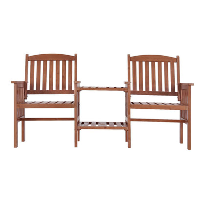 Gardeon Outdoor Garden Bench Loveseat Wooden Table Chairs Patio Furniture Brown-Furniture &gt; Outdoor &gt; Outdoor Benches-PEROZ Accessories
