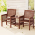 Gardeon Outdoor Garden Bench Loveseat Wooden Table Chairs Patio Furniture Brown-Furniture > Outdoor > Outdoor Benches-PEROZ Accessories
