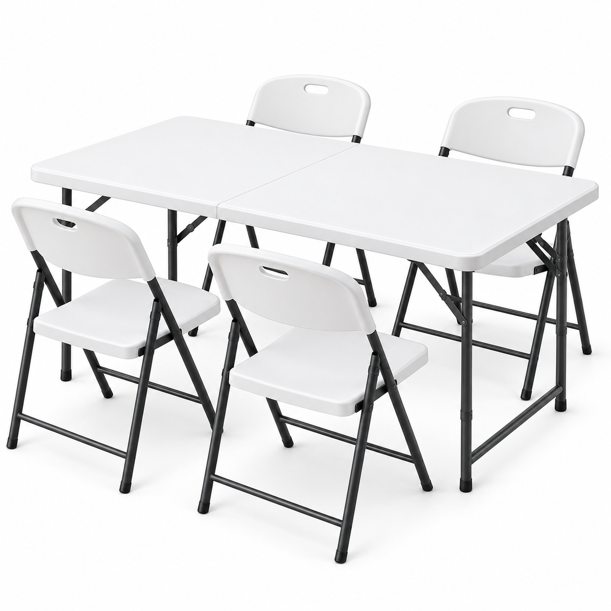Gardeon 5PCS Outdoor Dining Set 120CM Folding Table and Chairs Patio Furniture White-Furniture > Outdoor > Outdoor Dining Sets-PEROZ Accessories