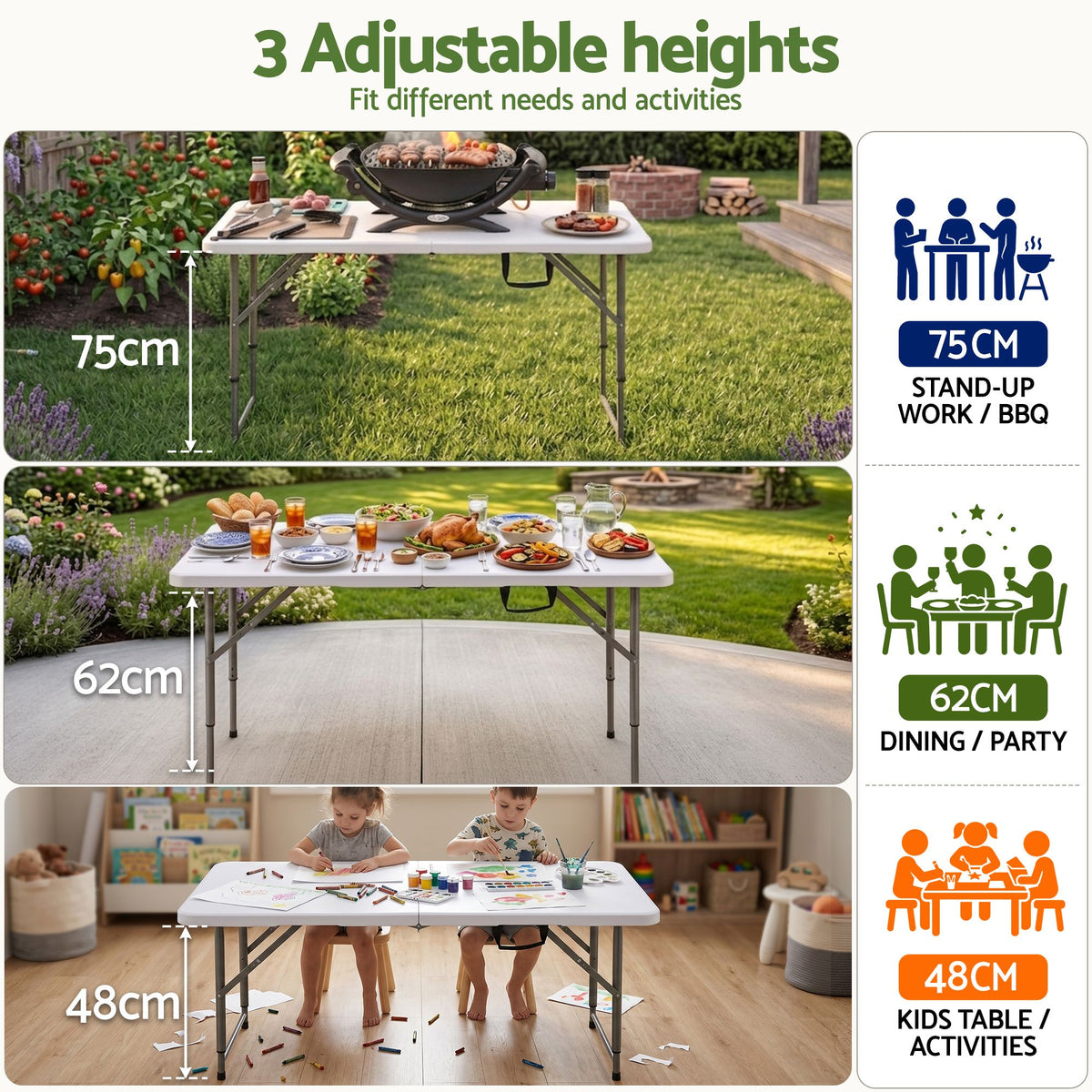 Gardeon 5PCS Outdoor Dining Set 120CM Folding Table and Chairs Patio Furniture White-Furniture > Outdoor > Outdoor Dining Sets-PEROZ Accessories