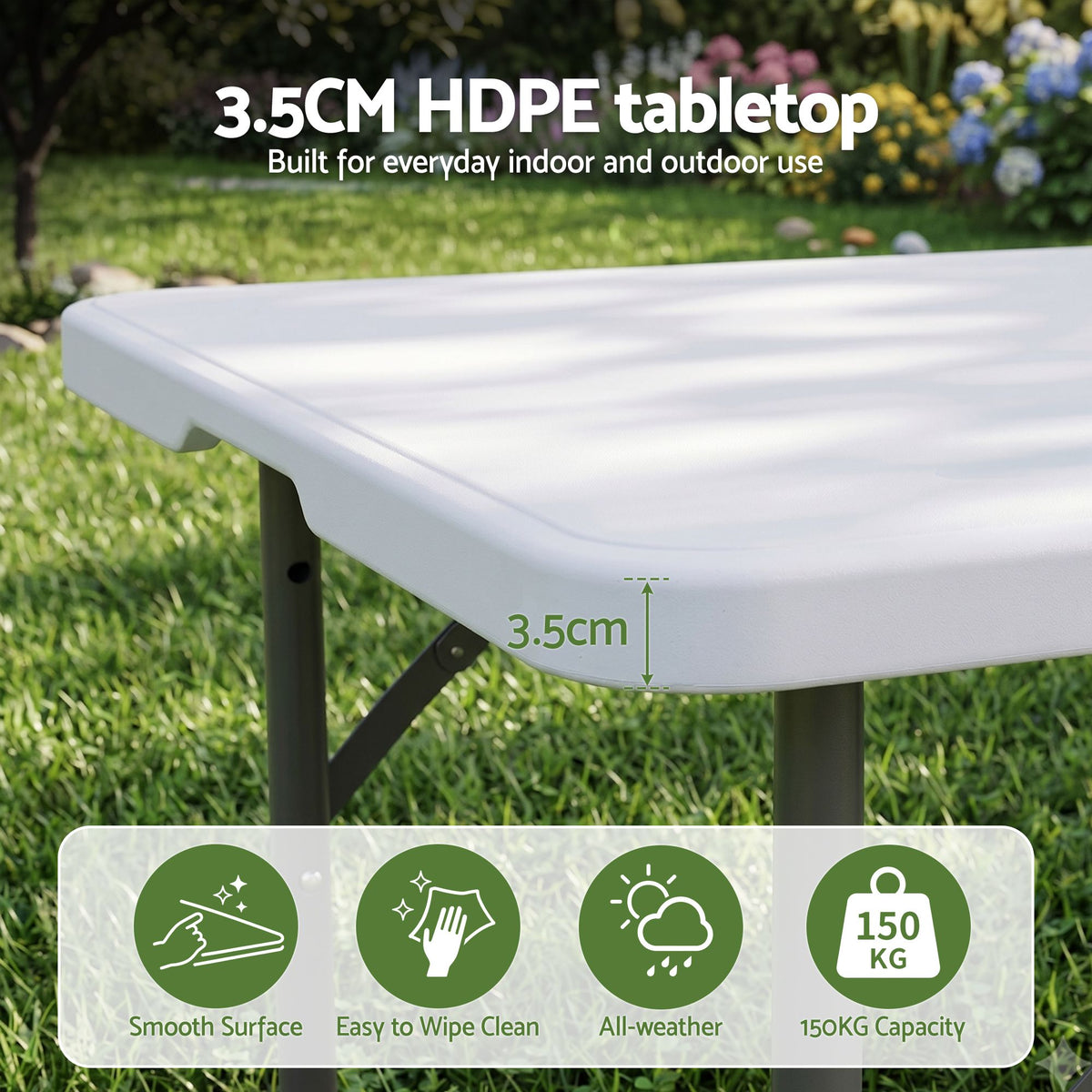 Gardeon 5PCS Outdoor Dining Set 120CM Folding Table and Chairs Patio Furniture White-Furniture > Outdoor > Outdoor Dining Sets-PEROZ Accessories
