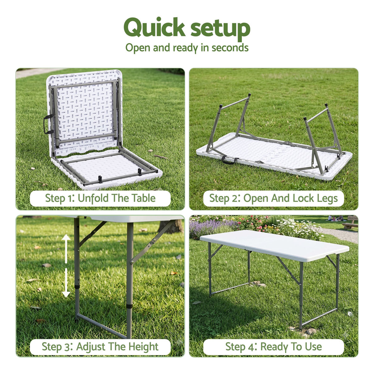 Gardeon 5PCS Outdoor Dining Set 120CM Folding Table and Chairs Patio Furniture White-Furniture > Outdoor > Outdoor Dining Sets-PEROZ Accessories