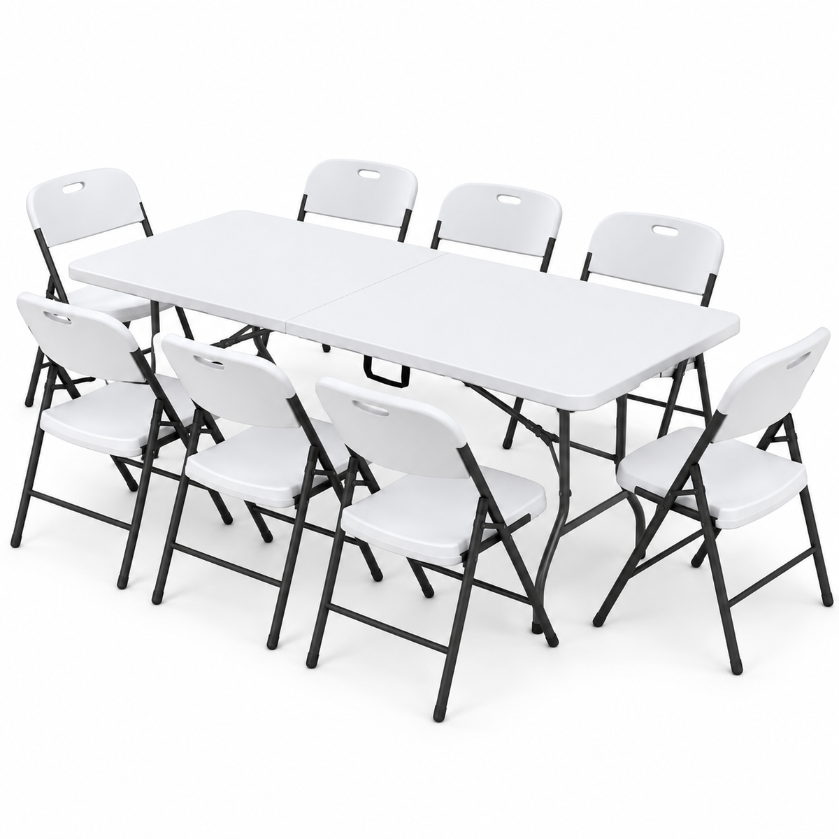 Gardeon 9PCS Outdoor Dining Set 180CM Folding Table and Chairs Patio Furniture White-Furniture > Outdoor > Outdoor Dining Sets-PEROZ Accessories