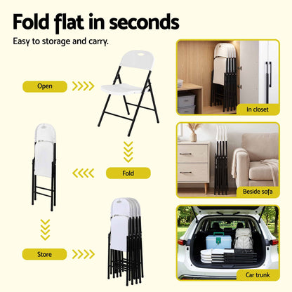 Gardeon 9PCS Outdoor Dining Set 180CM Folding Table and Chairs Patio Furniture White-Furniture > Outdoor > Outdoor Dining Sets-PEROZ Accessories