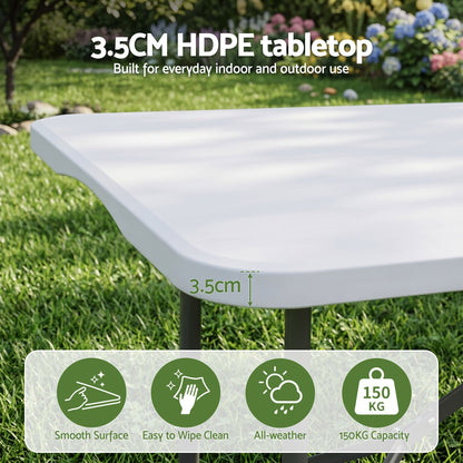 Gardeon 9PCS Outdoor Dining Set 180CM Folding Table and Chairs Patio Furniture White-Furniture > Outdoor > Outdoor Dining Sets-PEROZ Accessories