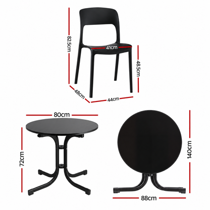 Gardeon 5PCS Outdoor Dining Set Table and Chairs Patio Furniture Garden Black-Furniture > Outdoor > Outdoor Dining Sets-PEROZ Accessories