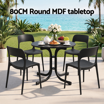 Gardeon 5PCS Outdoor Dining Set Table and Chairs Patio Furniture Garden Black-Furniture > Outdoor > Outdoor Dining Sets-PEROZ Accessories