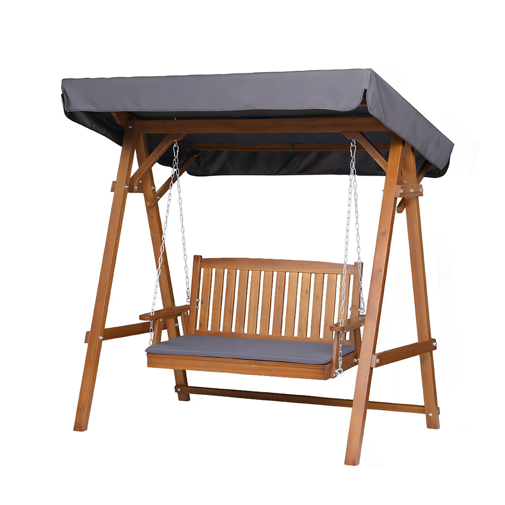 Gardeon Swing Chair Wooden Garden Bench Canopy 2 Seater Outdoor Furniture-Swing Chairs-PEROZ Accessories