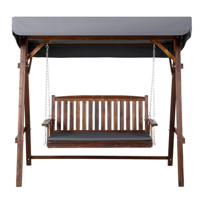 Gardeon Wooden Swing Chair Garden Bench Canopy 3 Seater Outdoor Furniture-Swing Chairs-PEROZ Accessories