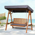 Gardeon Outdoor Wooden Swing Chair Garden Bench Canopy Cushion 3 Seater Teak-Swing Chairs-PEROZ Accessories