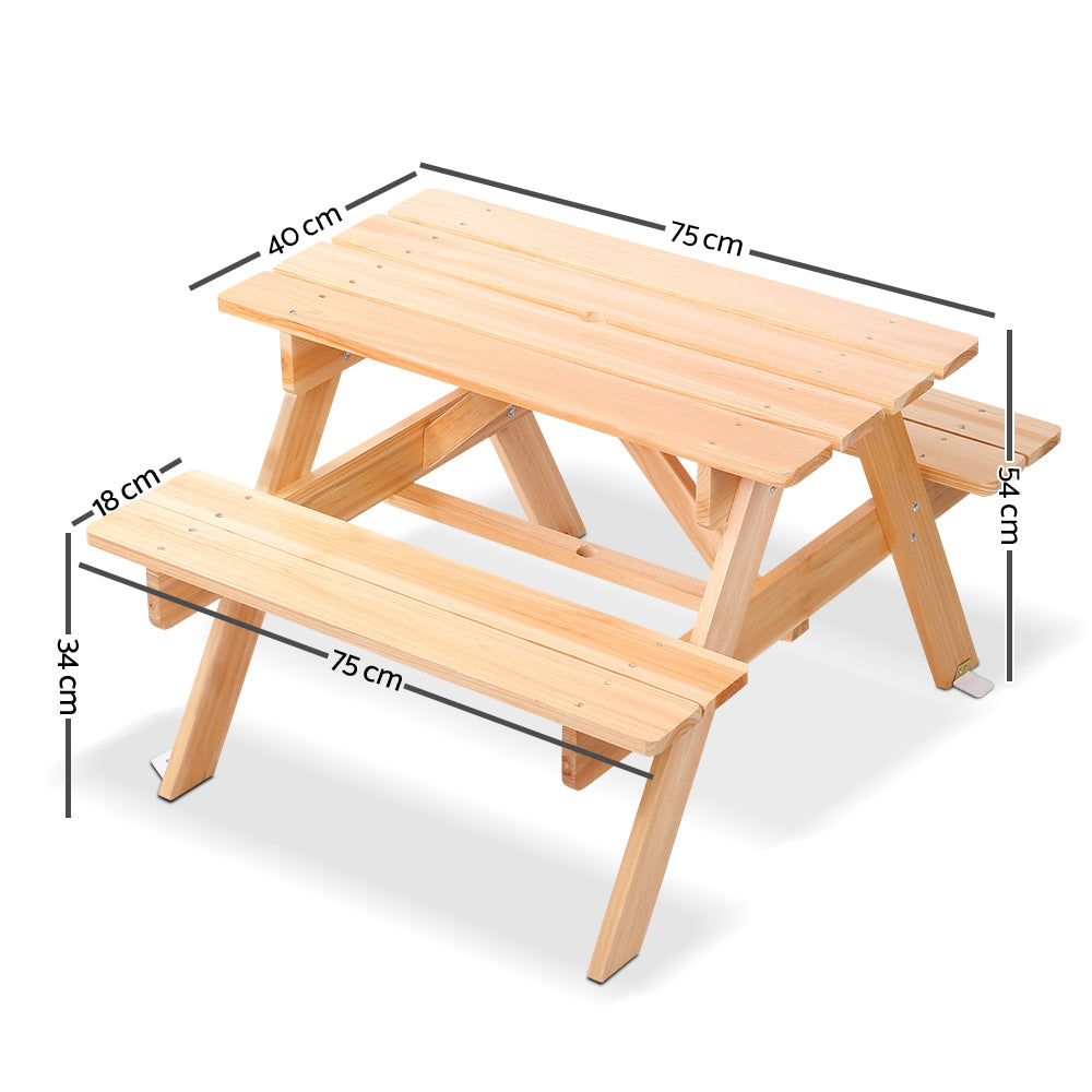 Keezi Kids Wooden Picnic Table Set with Umbrella-Baby &amp; Kids &gt; Baby &amp; Kid&