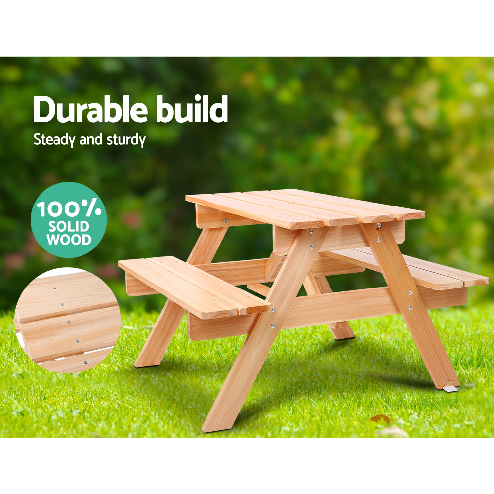 Keezi Kids Wooden Picnic Table Set with Umbrella-Baby &amp; Kids &gt; Baby &amp; Kid&