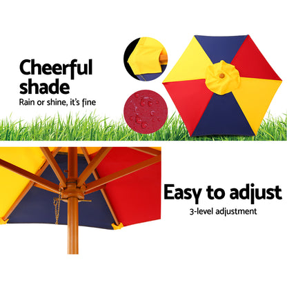 Keezi Kids Wooden Picnic Table Set with Umbrella-Baby &amp; Kids &gt; Baby &amp; Kid&