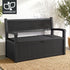 Gardeon Outdoor Storage Box Bench 254L Resin Armset Backrest Lockable Black-Furniture > Outdoor > Outdoor Benches-PEROZ Accessories