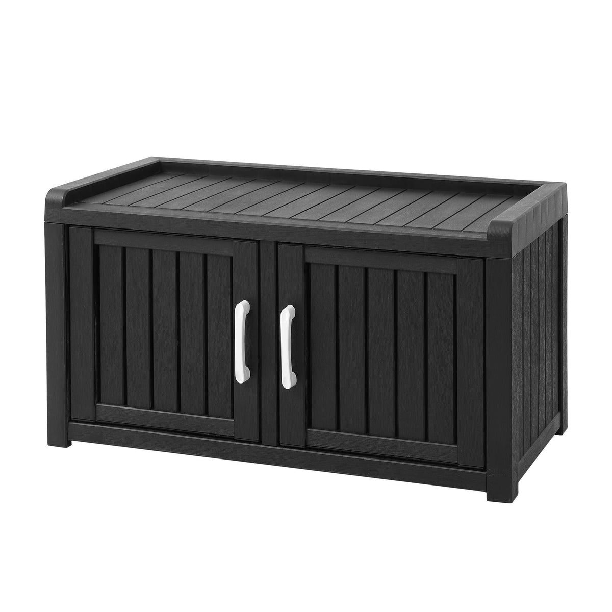 Outdoor Storage Box Bench Shoe Cabinet with Shelf Resin 81cm Black-Furniture > Outdoor > Outdoor Chairs-PEROZ Accessories