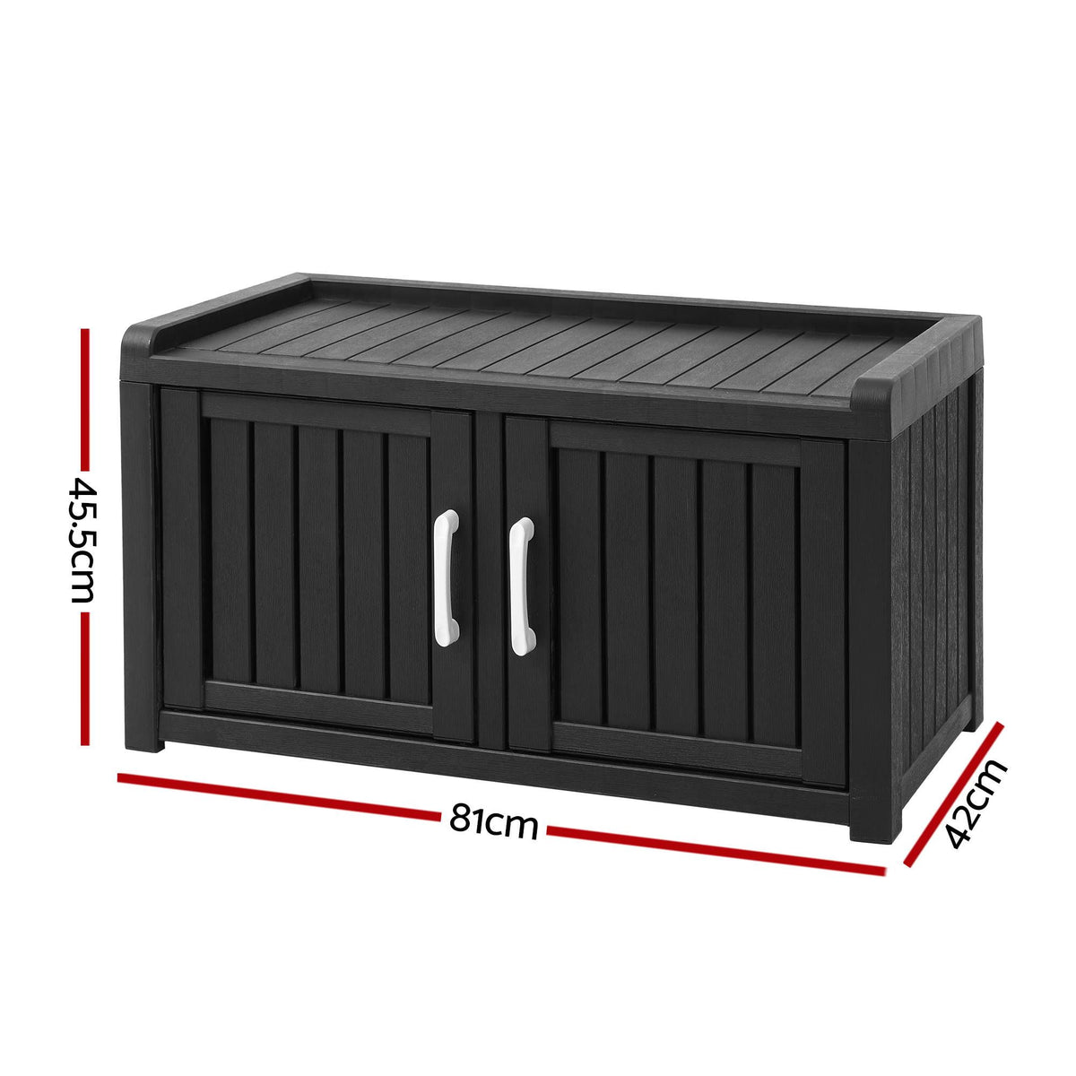 Outdoor Storage Box Bench Shoe Cabinet with Shelf Resin 81cm Black-Furniture > Outdoor > Outdoor Chairs-PEROZ Accessories