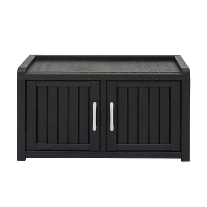 Outdoor Storage Box Bench Shoe Cabinet with Shelf Resin 81cm Black-Furniture > Outdoor > Outdoor Chairs-PEROZ Accessories