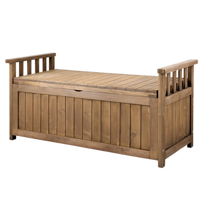 Gardeon Outdoor Storage Bench Box Wooden Garden Toy Tool Sheds Patio Furniture Brown-Outdoor Storage Boxes-PEROZ Accessories