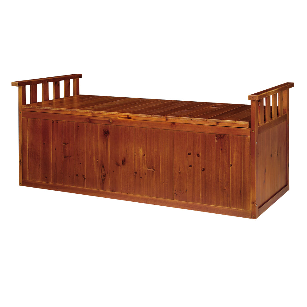 Gardeon Outdoor Storage Bench Box 129cm Wooden Garden Toy Chest Sheds Patio Furniture XL Natural-Outdoor Storage Boxes-PEROZ Accessories
