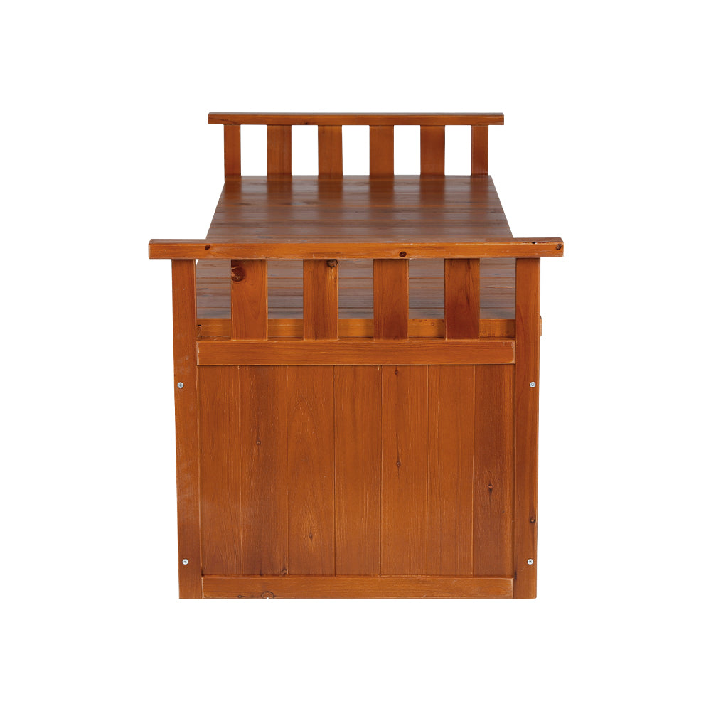Gardeon Outdoor Storage Bench Box 129cm Wooden Garden Toy Chest Sheds Patio Furniture XL Natural-Outdoor Storage Boxes-PEROZ Accessories