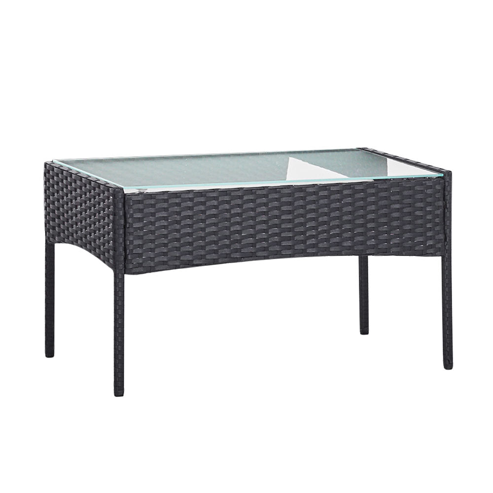 Gardeon 4 Seater Outdoor Sofa Set with Storage Cover Wicker Table Chair DarkGrey-Outdoor Sofa Sets-PEROZ Accessories