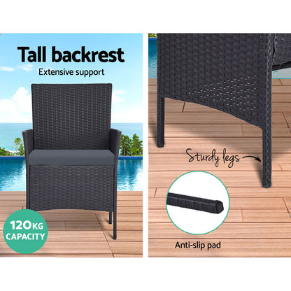 Gardeon 4 Seater Outdoor Sofa Set with Storage Cover Wicker Table Chair DarkGrey-Outdoor Sofa Sets-PEROZ Accessories