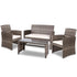 Gardeon 4 PCS Outdoor Sofa Set Rattan Chair Table Setting Garden Furniture Grey-Outdoor Furniture Sets-PEROZ Accessories