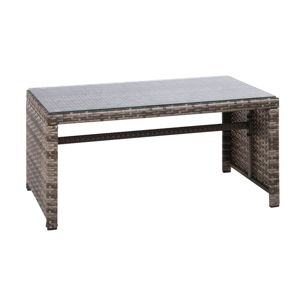Gardeon 4 PCS Outdoor Sofa Set with Storage Cover Rattan Chair Furniture Grey-Outdoor Furniture Sets-PEROZ Accessories