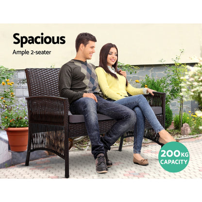 Gardeon 4PCS Outdoor Sofa Set Wicker Harp Chair Table Garden Furniture Black-Outdoor Furniture Sets-PEROZ Accessories