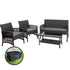 Gardeon 4PCS Outdoor Sofa Set with Storage Cover Wicker Harp Chair Table Grey-Outdoor Furniture Sets-PEROZ Accessories